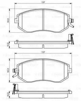 Колодки гальмівні (передні) Subaru BRZ/Forester/Impreza/Legacy/Outback/XV/Toyota GT 86 1.5-2.5 08- 0 986 495 125 BOSCH 0986495125