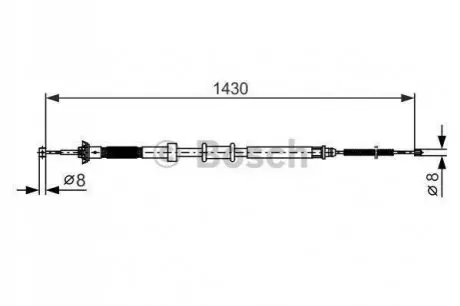 Трос торм прав. FIAT Panda 06- BOSCH 1987482389