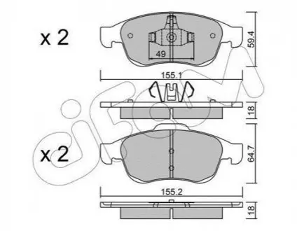Тормозные колодки перед. Megane 09-/Duster 10-/Dokker 13- CIFAM 822-817-0