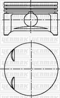 Поршень с кольцами і пальцем OPEL Astra G 1.2 (размер отв. 72.5 / STD) (X 1.2 XE) Yenmak 31-04213-000 (фото 1)