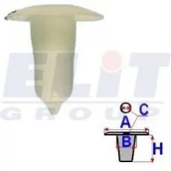 Втулка оббивки дв. (к-т:10 шт) розмір:A = 17,6mm/B = 8mm/C = 6,4mm/H = 20mm ELIT R 11035