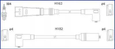 VW Комплект проводів високої напруги Golf II,Passat 1.0/1.8 80- HITACHI 134704