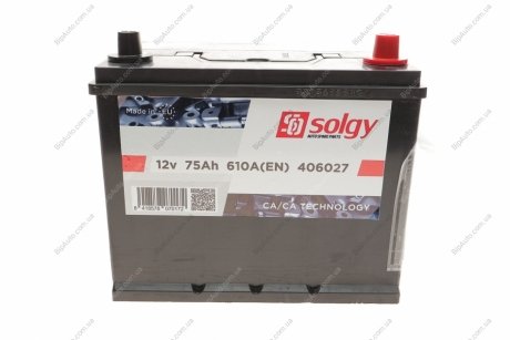 Акумуляторна батарея 75Ah/610A (261x175x225/+L/B01) (Азія) SOLGY 406027