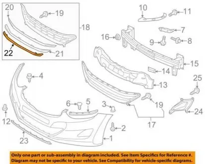 Молдинг решетки бампера Hyundai Elantra 11-13 нижний хром MOBIS 865643X200