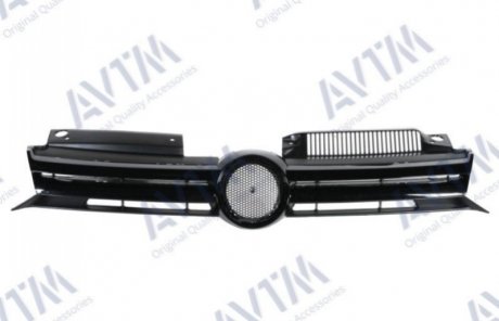Решетка радиатора Volkswagen Golf VI 2009-2012 черн. с хром.молдингом открытая AVTM 187411995 (фото 1)