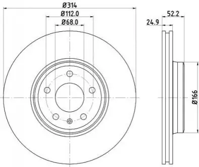 Гальмівний диск пер. A4/A5/A4 16- 8DD355128-711 Hella pagid 8DD 355 128-711