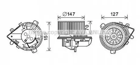 AVA CITROEN вентилятор салону Evasion, Jumpy, Fiat Scudo, Peugeot Expert, 806 95- AVA AVA COOLING PE8395