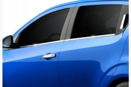 Chevrolet Aveo Sd T300 2011- Нижние молдинги стекол (4 шт., нерж) CarmoS 64503431 (фото 1)
