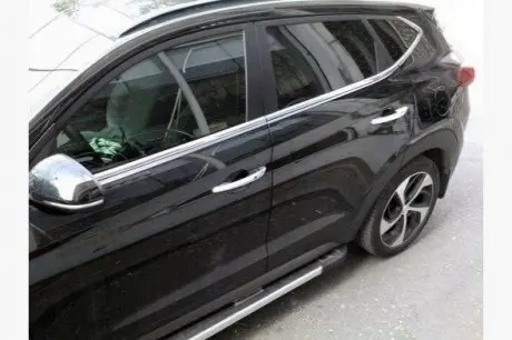 Hyundai Tucson TL 2016-2021 Нижние молдинги стекол (6 шт, нерж) CarmoS 6452359