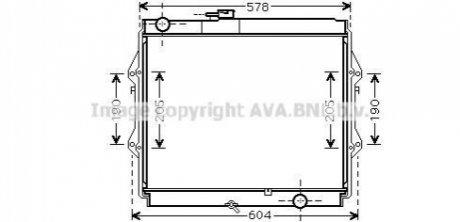 AVA TOYOTA Радіатор охолодження двиг. HILUX VI Пікап 2.5 D-4D 01- AVA AVA COOLING TOA2642 (фото 1)