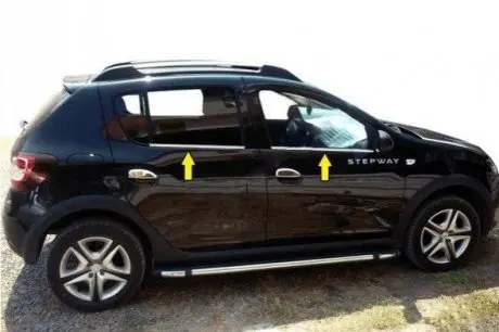 Renault Sandero 2013-2020 Нижние молдинги стекол (4 шт, нерж) CarmoS 64590546