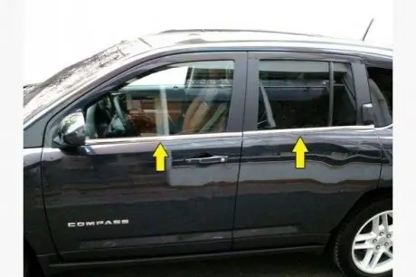 Jeep Compass 2006-2016 Нижние молдинги стекол (4 шт, нерж) CarmoS 64450589