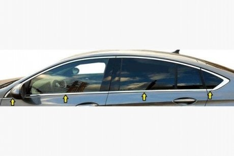 Opel Insignia 2017- Нижние молдинги стекол (8 шт, нерж) CarmoS 64650750