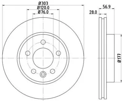 Диск гальмівний передній VW Amarok 2010- Hella pagid 8DD 355 117-151