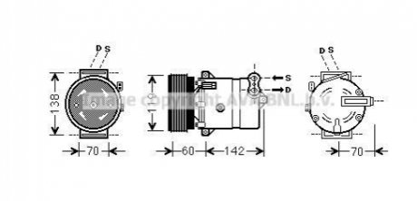 OPEL компресор кондиціонера VECTRA B, SAAB, CADILLAC AVA COOLING FTAK383 (фото 1)