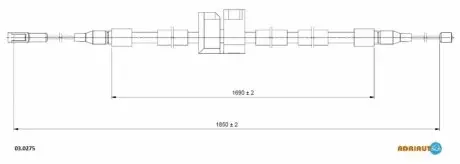 Трос гальм. задн. правий AUDI A8 -02 ADRIAUTO 03.0275