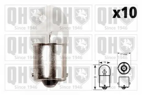 Автолампа R10W 12V 10W BA15s QH QUINTON HAZELL QBL245 (фото 1)