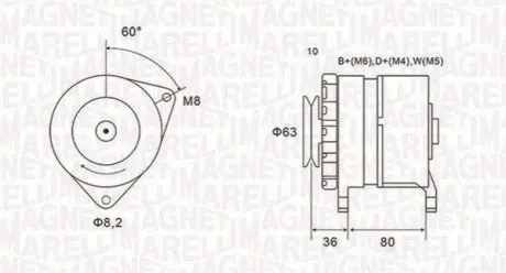 Генератор FORD FIESTA II -93 MAGNETI MARELLI 063735060010
