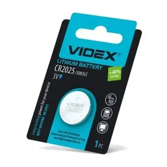 Батарейка літієва CR2025 1шт BLISTER CARD VIDEX CR2025 Videx (фото 1)