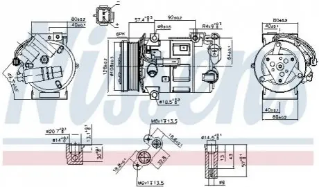 CITROEN Компресор кондиціонера C4 GRAND PICASSO I 2.0 09-, C4 GRAND PICASSO II 1.6 13-, C4 II 2.0 HDi 09-, DS, PEUGEOT NISSENS 890210