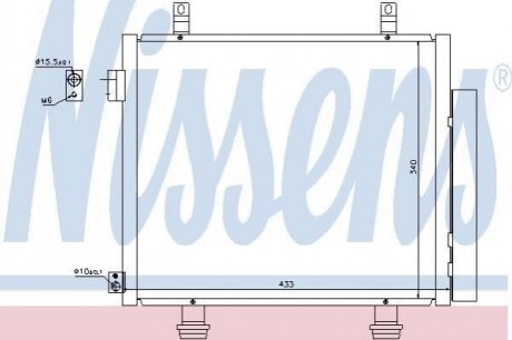 NISSAN Радіатор кондиціонера (конденсатор) з осушувачем Pixo 09-, Suzuki Alto 09- NISSENS 940193 (фото 1)