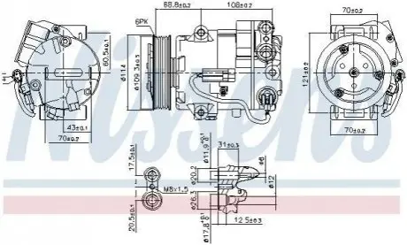 OPEL Компресор кондиціонера ASTRA J, MERIVA B NISSENS 890058