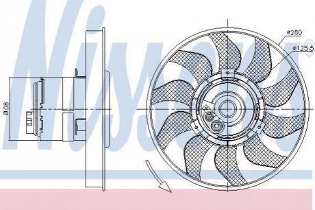 VW Вентилятор радіатора TRANSPORTER 90- NISSENS 85619