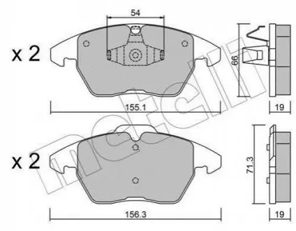 Колодки гальмівні (передні) Citroen C4 04-11/Peugeot 207/308 07-14/208 12-/307 03-09/3008 09-16 Metelli 22-0548-1