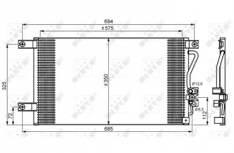 Конденсатор кондиціонера MITSUBISHI L200 2.5D 97- (вир-во) NRF 35756 (фото 1)