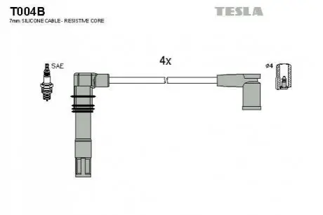 Кабель запалювання к-кт VAG 00- 1,4 TESLA T004B