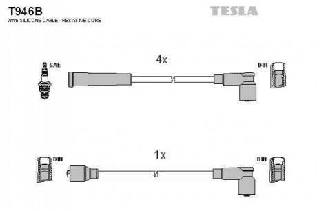 Комплект кабелiв запалювання TESLA T946B (фото 1)