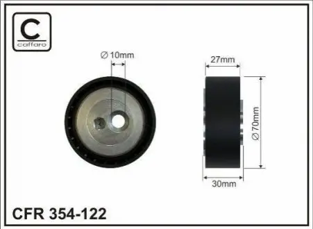 70X10X27.5 Ролик паска приводного PSA Berlingo/Jumpy/Scudo/406/605/Expert/Partnet 1.8D/1.9D/TD/2.0Hdi 1996- CAFFARO 354-122