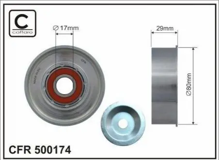 Ролик паска приводного Mitsubishi L200 4D56 07- (80x17x29 metal) CAFFARO 500174