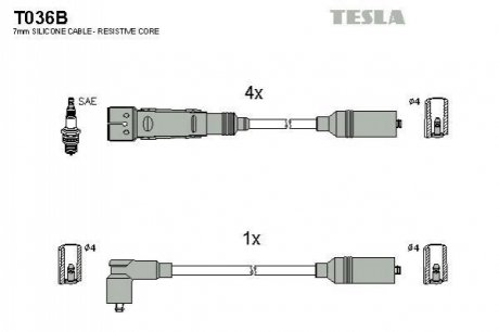 Комплект кабелiв запалювання TESLA T036B
