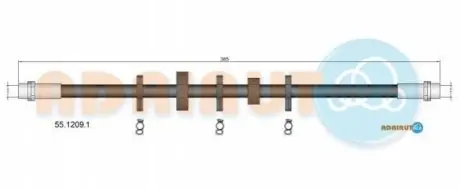VW Гальмівний шланг правий TRANSPORTER T4 1.9-2.8 90- ADRIAUTO 55.1209.1 (фото 1)