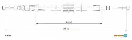 CITROEN трос ручного гальма пр./лів. C3 Picasso 10- ADRIAUTO 07.0299 (фото 1)