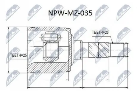 Шрус полуоси Nty NPWMZ035