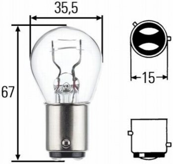 P21/4W 12V 4W Лампа розжарювання (блістер 2 шт) HELLA 8GD 004 772-123 (фото 1)