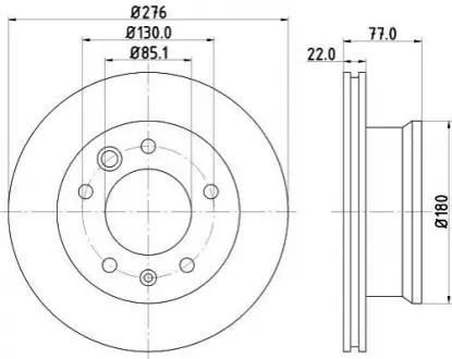 HELLA PRO HIGH CARBON DB диск гальмівний перед. (вентил.) Sprinter, VW LT 96- (276*22) Hella pagid 8DD 355 128-251