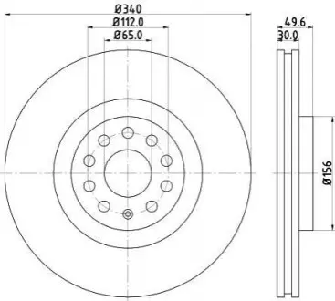 HELLA PRO HIGH CARBON AUDI диск гальм. передн. A3, Q3, SEAT, SKODA, VW Hella pagid 8DD 355 129-241