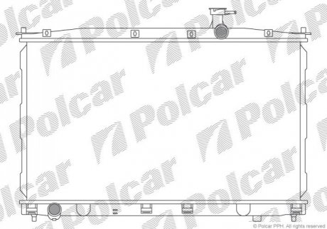 Радіатор охолодження двигуна Hyundai Santa Fé 2.2D/2.7 03.06-12.12 Polcar 405108-2 (фото 1)