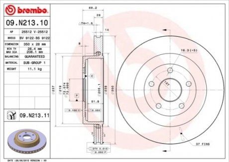 Гальмівний диск BREMBO 09.N213.11