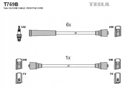 Кабель запалювання к-кт Opel 79-90 2,5 TESLA T769B