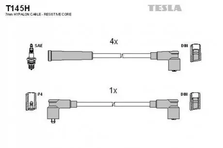 Кабель запалювання к-кт Аналог TES T372S Skoda Felicia 94-01 1,3 135B (SPI) TESLA T145H