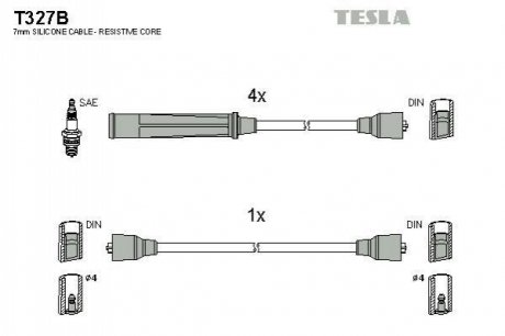 Комплект кабелiв запалювання TESLA T327B