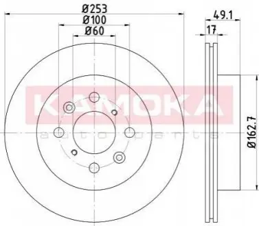 Гальмiвнi диски OPEL AGILA 00-07/SUBARU JUSTY 03-/SUZUKI IGNIS 03- KAMOKA 103204