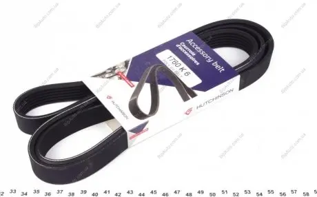 Ремінь генератора MB W202/203/VW/Audi 2.4/2.8i (6PK1760) HUTCHINSON 1760 K 6