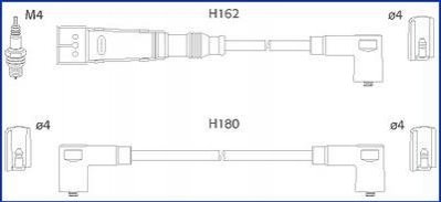 HUCO VW К-кт высоковольтных проводов 80,100,Passat 2.0/2.2 HITACHI 134715