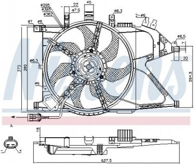 OPEL Вентилятор радіатора двиг. (з системою кондиц.) CORSA C 1.6-1.8 00-, COMBO 1.3-1.6 01- NISSENS 85196