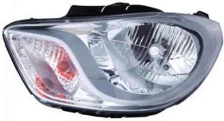 Фара передня Hyundai i10 10-14 передн. пра. (ел) (з коректором) (без ламп) (H4/PY21W/W5W) (хром) DEPO 2211159RMLDEM (фото 1)
